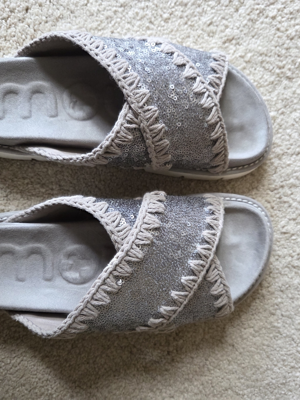 MOU Microsequin Crossover Sandal Gunmetal Size 37 - Picture 2 of 7